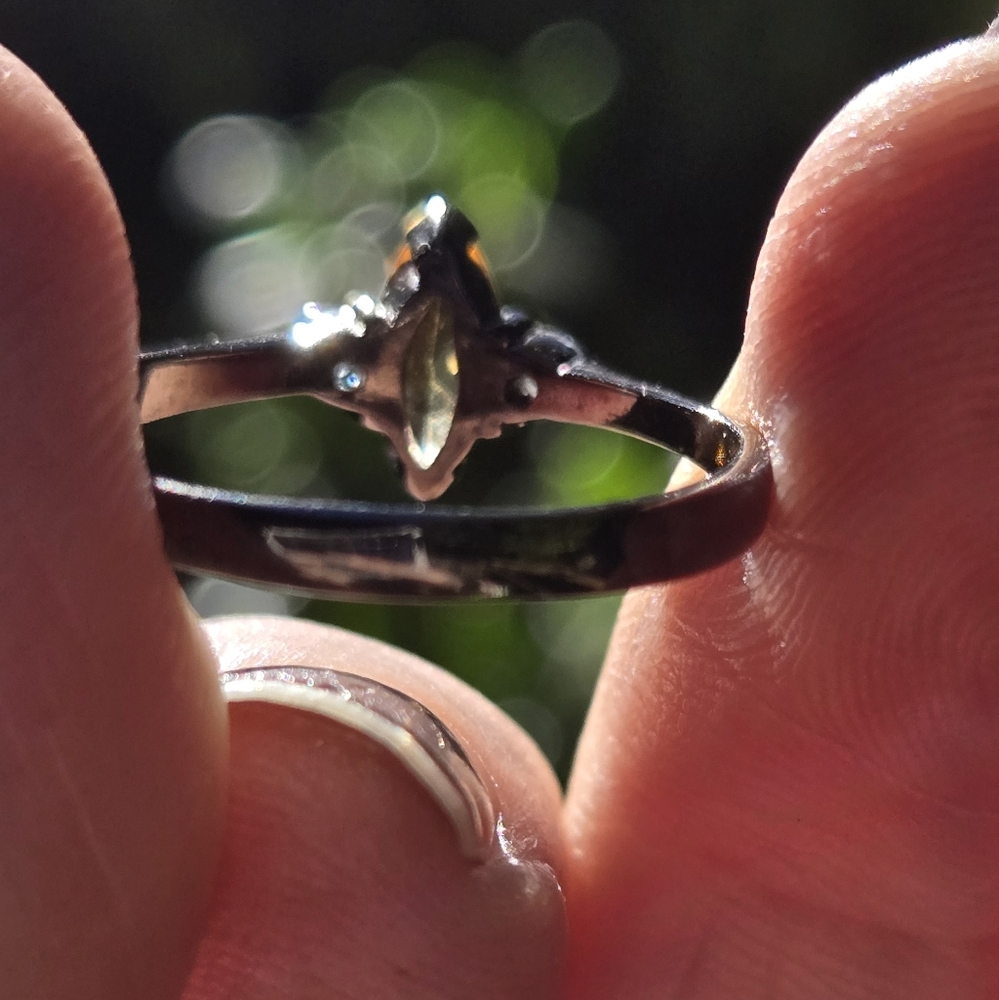 Citrine 3k & Topaz Natural Gemstone Sterling Rhodium & Gold Ring Sz6.5 - Picture 8 of 9
